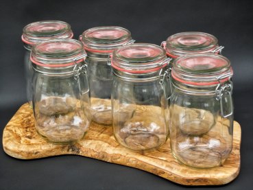 6 High quality glass / jar / fermentation tank / vessel / clip-top ja - 1.14 L