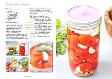 Wollen Sie leckere Rezepte zur Gemüse Fermentation? Selber fermentierte Tomaten, saure Gurken oder Sauerkraut machen? Hier bekommen Sie das große Buche der Gemüse Fermentation