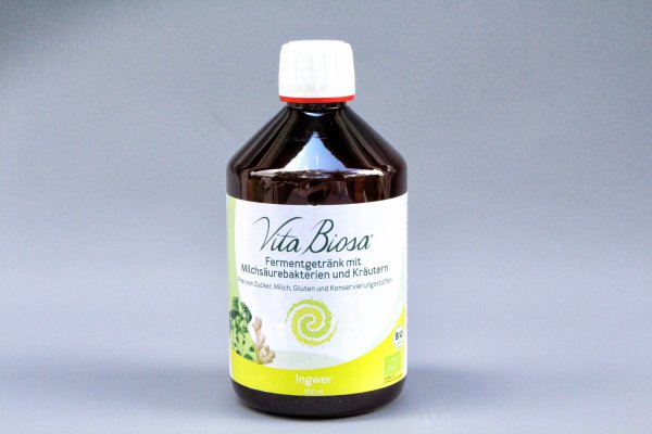 Vita Biosa Ingwer 500ml in Bio Qualität - Fermentgetränk mit Milchsäurebakterien und Kräutern